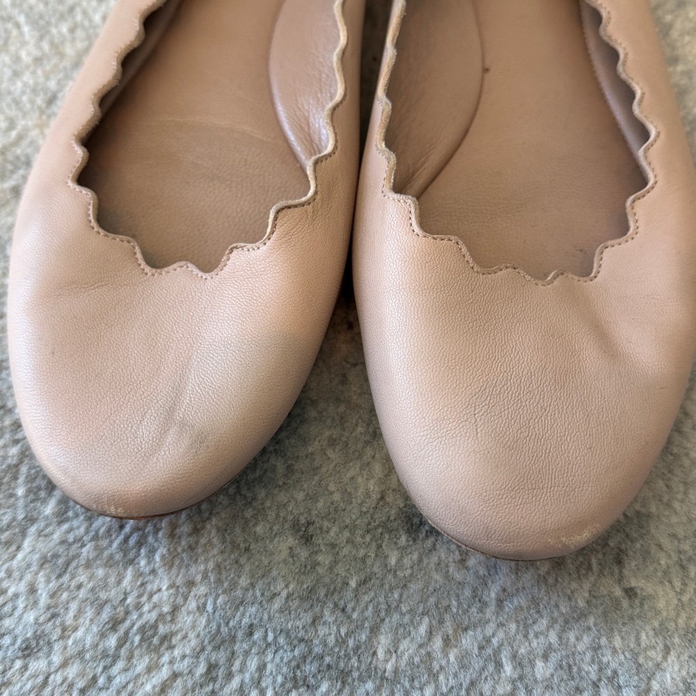 Chloe Lauren Scalloped Leather Ballet Flats - Picture 3 of 10